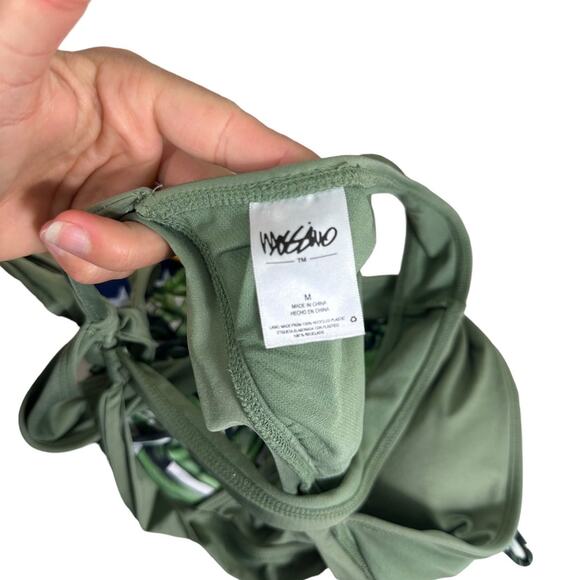Mossimo Olive Green Bikini Top Criss Cross Swimsuit Bathing Suit Bikini Size M - Picture 9 of 10